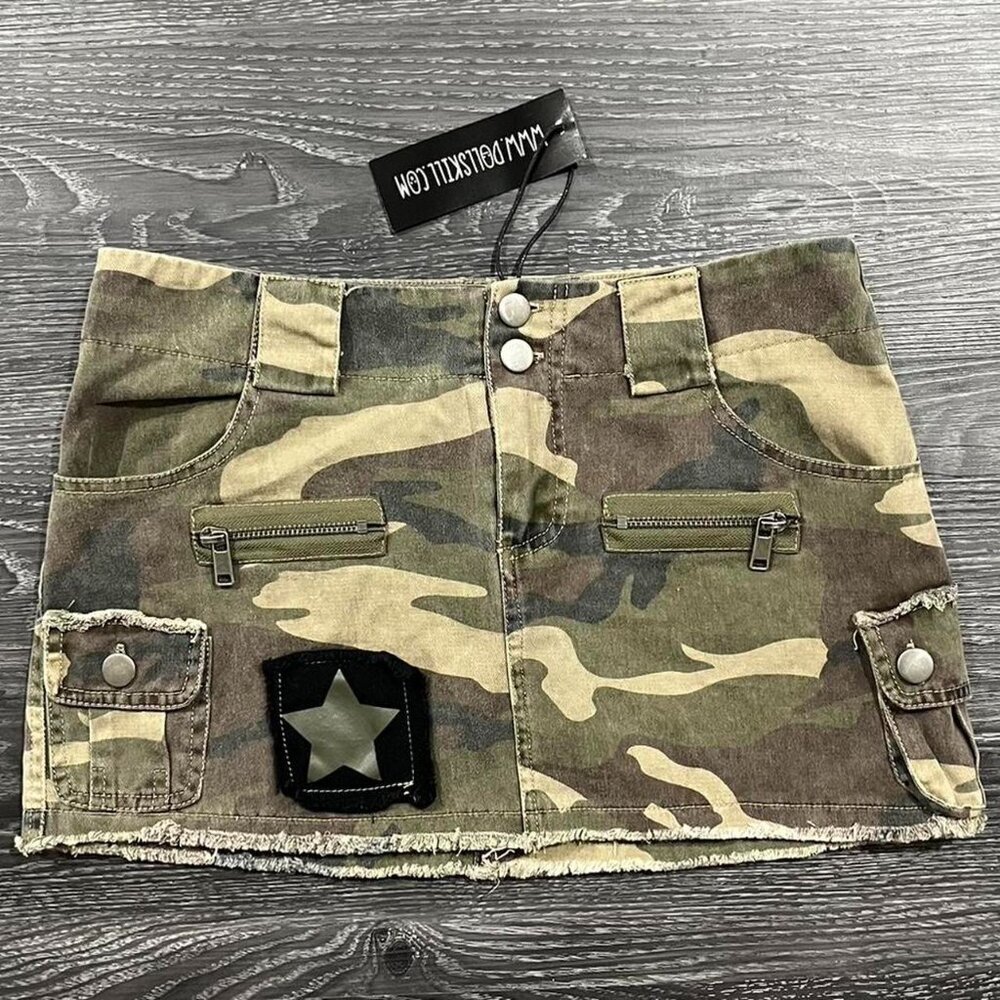 Dolls kill not a phase camo mini skirt